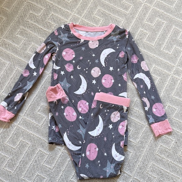 Little Sleepies Other - Little Sleepies To the Moon and Back Pink and Gray Kids Pajamas